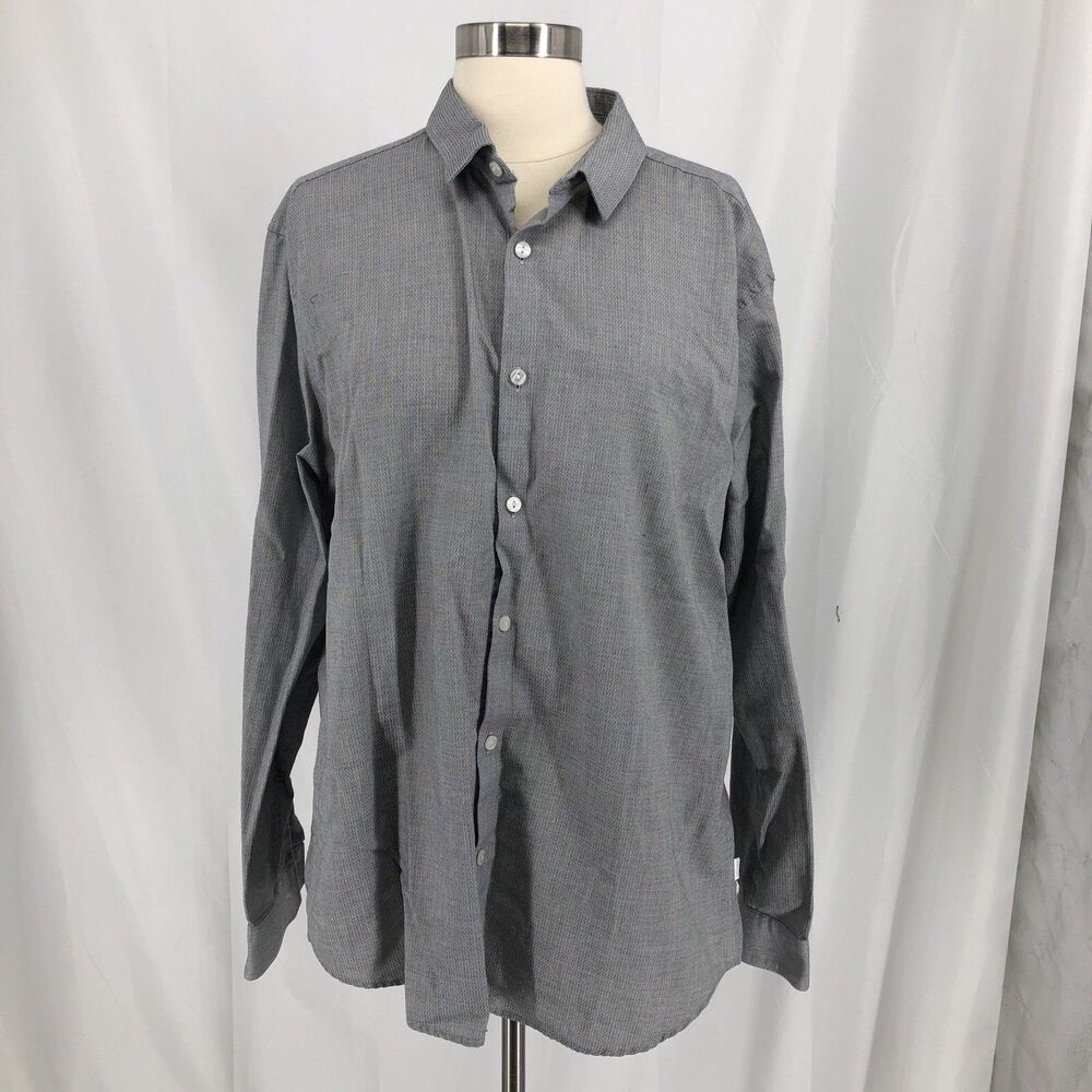 Women’s Calvin Klein Gray Slim Fit Button Down Shirt Size XL